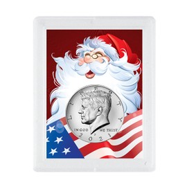American Coin Treasures American Coin Treasures Patriotic Santa 2021 JFK Half Dollar with Protective Holder Brilliant Uncirculated | Genuine United States Coin | Certificate of Authenticity