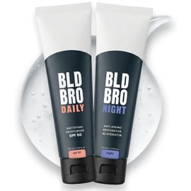 BLD BRO SPF 50 + Night Duo, 24-Hour Skincare Set for Bald Men – Gel Moisturisers to Protect, Hydrate & Restore – 2×60 ml