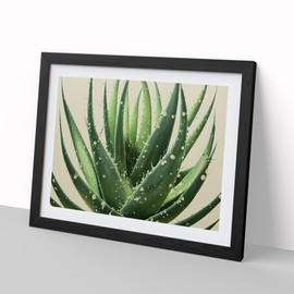 Angelical Aloe Vera Plant H1022 Framed Print for Living Room Bedroom Home Office Décor, Wall Art Picture Ready to Hang, Black A4 Frame (34 x 25 cm)