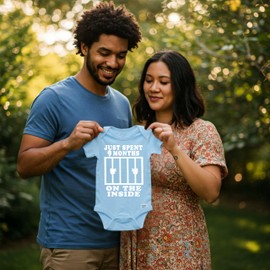 Reaxion Funny Cute Baby Boy Girl Handmade Bodysuits - Just Spent 9 Months On The Inside (6 Months, Lt Blue)