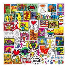Keith Haring Arte 50 Calcomanias Stickers Pvc Contra Agua