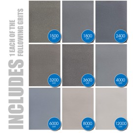 Micro Mesh 9 Sanding Sheet Introductory Woodworkers Kit with a 2 inch by 3 inch Foam Sanding Block