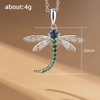Women's Sterling Silver Dragonfly Necklace, Statement Enamel Rhinestone Blue Dragonfly