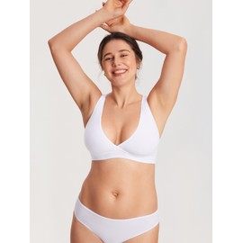 MOMANDA Women's Nursing Bra Without Underwire Soft Racerback Pregnancy Bra Sleep Comfortable Seamless Bralette, White