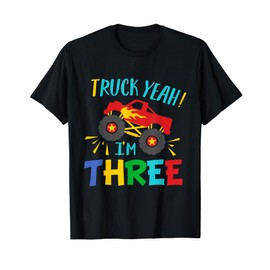 Kids 3 Years Old Birthday Gift, Truck Yeah I'm Three Funny T-Shirt