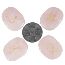 Amogeeli Archangel Symbol Engraved Stone Set of 4, Healing Crystal Pocket Stone for Chakra Balancing