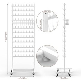 Braiding Hair Rack White Braiding Rack Stand for Salon 2-Sided Hair Rack 286 Pegs Hair Extension Holder Standing Braid Rack for Home Hair Separator Br