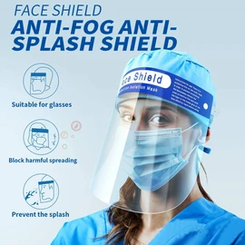 Adjustable Face Shield Protect Eyes and Face, Clear Open Face Shield Film Elastic Band and Comfort Sponge (10pcs)