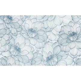 PODUFF Blue Floral Wallpaper Peel and Stick Modern Wallpaper Contact Paper Self Adhesive Maximalist Vinyl Wall Paper for Home Decor, 17.7in x 236in