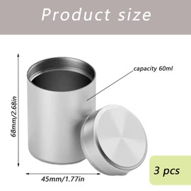 XcnPer 3 Pcs Smell Proof Jar, Aluminium Smell Proof Container,Portable Small Airtight Jar, Multi Purpose Aluminiumstorage Container for Spices, Coffee, And Tea (Black+Silver+Coffee Color, 60ml)