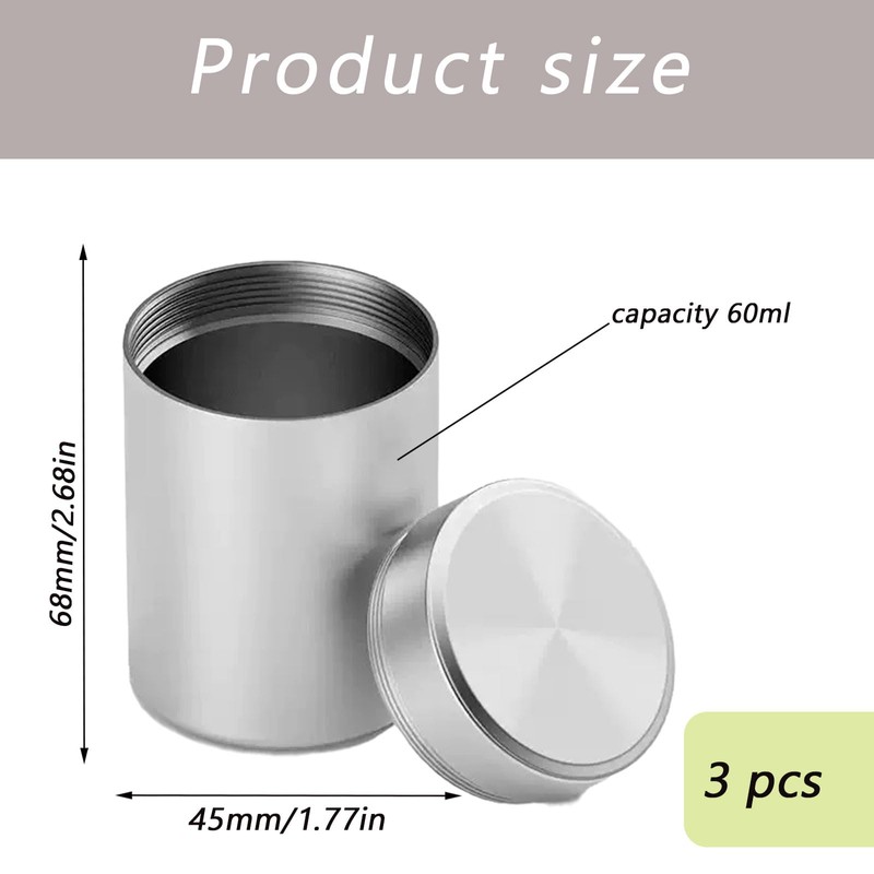 XcnPer 3 Pcs Smell Proof Jar, Aluminium Smell Proof Container,Portable