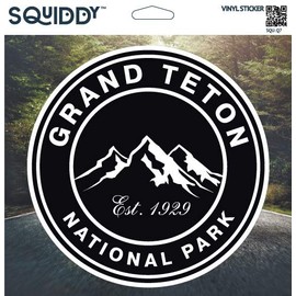 Squiddy Grand Teton National Park - Vinyl Sticker Decal for Phone, Laptop, Water Bottle (2" Tall)