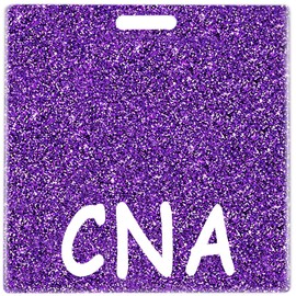 CNA Badge Buddy Card Holder Purple Glitter Badge Reel Buddies Bling Acrylic Nursing Accessories Nurse Coworker Gifts for Women Horizontal Identification Tags ID Name Cards