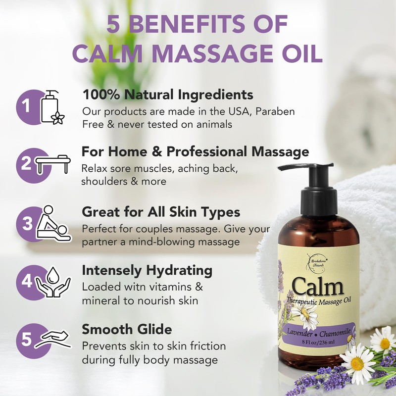Calm Massage Oil for Massage Therapy with Lavender & Chamomile