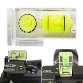 Hot Shoe Cover with Spirit Level, 1 Piece, Two-Way Level, Two Insert Rails, Transparent, Acrylic Glass, Suitable for Many Models, Hot Shoe Water Scale, Hotshoe Cover, Attachable Spirit Level