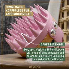 HELDSON® Premium Scalp Massage Brush - FSC®100% - Head Massage Brush - Scalp Massager Brush - Hair Massage Brush Hair - Hair Care Scalp Scrub - Head Massage - Scalp Scrub [Pearl Pink]