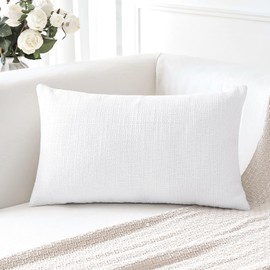 Artscope Linen Cushion Covers Set of 1 Decorative Lumbar Pillowcase Pillow Cover 12x20 Inch for Home Decor Sofa Bedroom Car 30x50cm Pure White