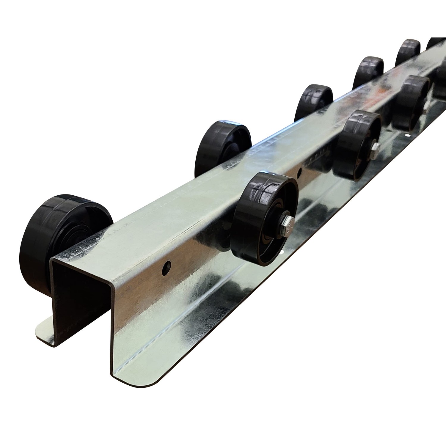 Galvanized Conveyor Flow Rail 5′ with Staggered Plastic Skate Wheels ...