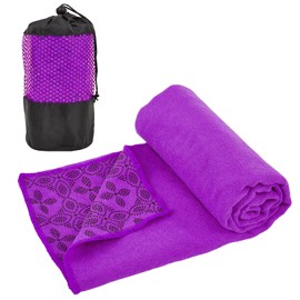 Yuilgdo Yoga Towels, Non Slip Hot Yoga Mat Towel with Grip Dots,Super-Absorbent Soft Microfiber Yoga Blanket for Pilates, Fitness and Workout 72inch x 24inch (Purple)