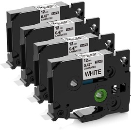 Upwinning Pack of 4 Label Tapes Compatible with Brother P-touch 12 mm TZe-231, TZE, TZe231, AZe-231 Tapes, White, Compatible with Brother P-touch H100R, H110, H105, H107B, H100LB, CUBE, 1000, 1010