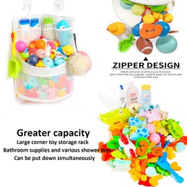 Baby Bathtub Toy Storage - 17" x 13" Bathtub Toy Holder Mesh Bathtub Toy Holder Let Baby Bathtub Toys To Dry Faster, Bathtub Toy Organizer For 1-3 Year Old Toddler Bathtub Toys