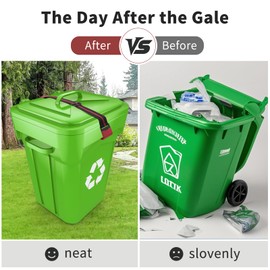 2PCS Trash Can Locks Strap for Animals Metal Double Claw Garbage Can Lock Adjustable Trash Can Lid Lock Bungee Cord Belt Rope for Outdoor Raccoon Bears Dogs