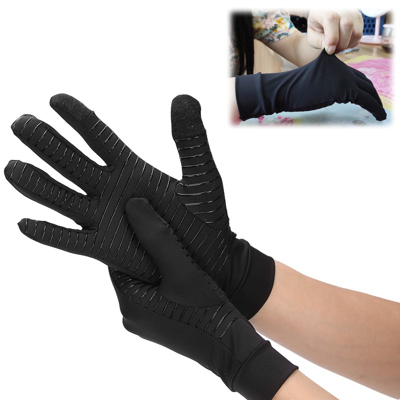 1 Pair of Copper Compression Arthritis Gloves Touches Screen Full