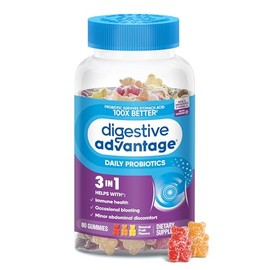 Digestive Advantage Digestive Advantage Probiotics For Digestive Health, Probiotic Gummies & Vit D, Daily Probiotics For Women &Men Occasional Bloating, Minor Abdominal Discomfort & Gut Health, 80ct Natural Fruit Flavors