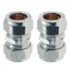 WRAS 15mm Chrome Plated Compression Straight Connectors 2 Pack BS