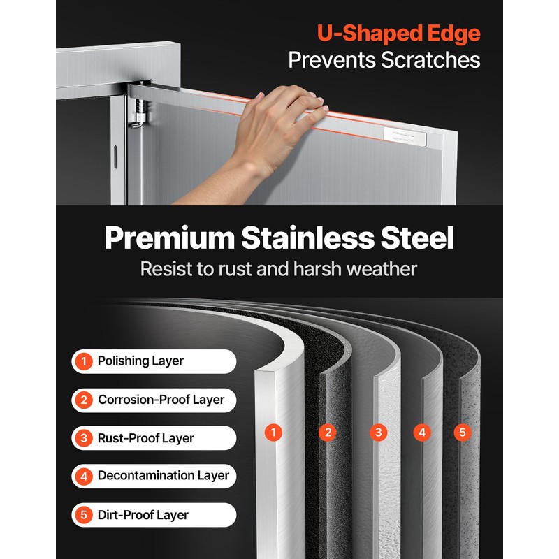 VEVOR Outdoor Kitchen Doors, 30W x 21H Inch, 304 Stainless
