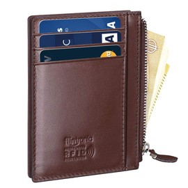 Flintronic Small Wallet, Leather, Business Card Holder with Coin Pocket & RFID Protection, Small Thin Practical Wallet / Coin Purse