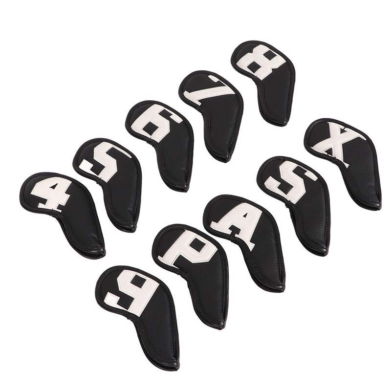 10pcs set PU Waterproof Golf Club Iron Cover Fine Sewing