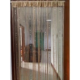 ZiDeTang Button Beaded Door Curtain Fringe Tassel Living Room Divider Curtain (39.30" x 78.50", Champagne)