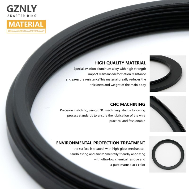82mm to 72mm Step Up Ring Filter Adapter Black Metal