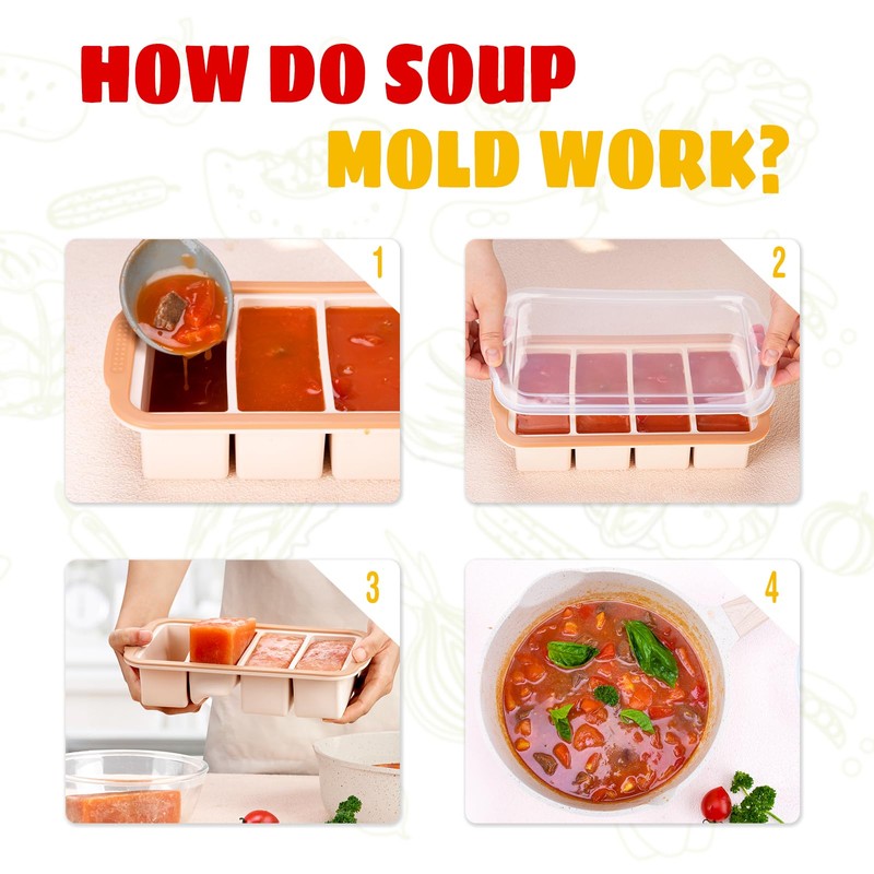 1 Cup Extra Large Silicone Ice Cube Freezing Trays with