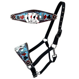 Showman Electric Aces Black Nylon Bronc Halter