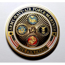 Pentagon Department of Defense Military Family Colorized Challenge Art Coin