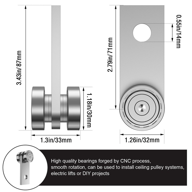 EASGIU 2 Wheel Trolley Assembly Rollers for 1-5/8" Wide Strut