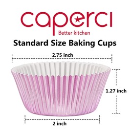 Caperci Orchid Purple Foil Cupcake Liners Standard Muffin Wrappers Greaseproof Baking Cups, 150-Pack