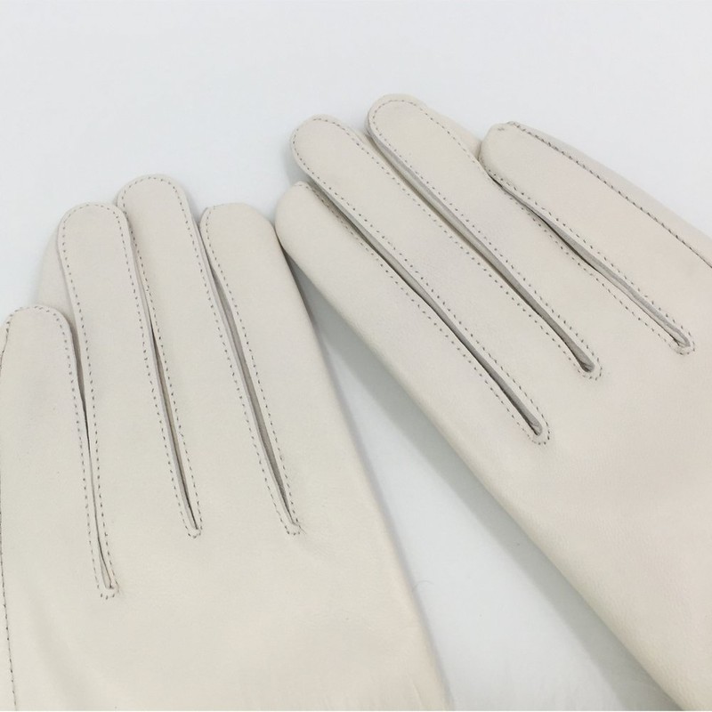 Sandy Ting Winter Women's Lambskin Leather Gloves with Fox Fur