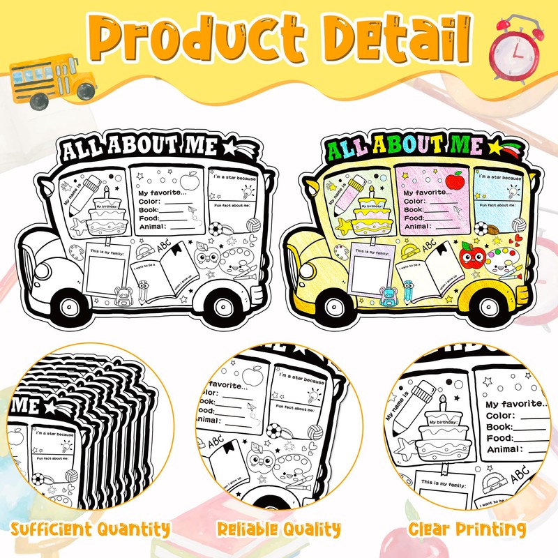 All About Me Student Posters- 40Pcs School Bus Read All