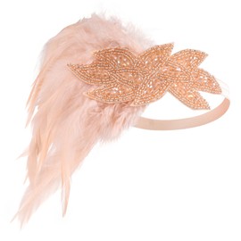 Great Gatsby Headpiece Flapper Headband Elegant Tea Party Flapper Accessories Fascinator Roaring 20s Women Classic 1920s Accessory C25-Champagne