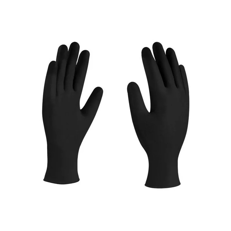 Derma Care Guantes De Nitrilo Negro Desechables Grandes C/100pzs
