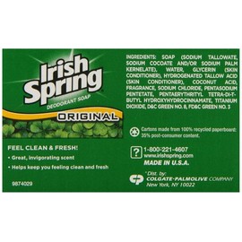 Irish Spring Deodorant Soap Original Bar, 3 Bars 3.75 Ounce