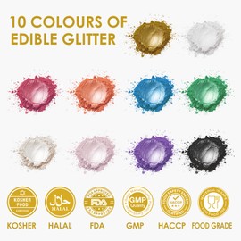 Edible Glitter Spray, 10 Gram Luster Dust Powder, Food Grade Coloring for Desserts, Beverages, Cocktails, and Cakes Decorating - No Gluten, Vegan, Kosher, Premium Gift for Women
