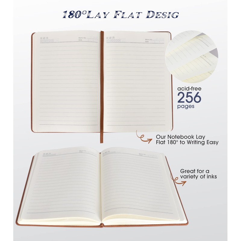 Biuwory Lined Journal Notebook for Women Men,256 Pages A5 Hardcover