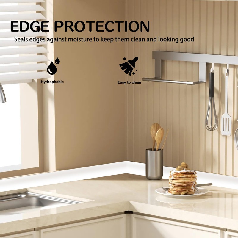 Flexible Quarter Round Molding Trim for Kitchen Countertops,236'' White