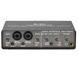 Roarrter Professional 24Bit 192KHz Audio Interface 2 Input Sound Card for Electric Guitar Loopback External Studio PC Recording Easy to Use
