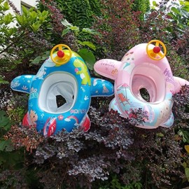 Children's Airplane Swim Ring Seat with Handle Tube - Thick & Anti-Rollover Design One Size/Blue Dinosaur Sponge Bottom Airplane Seat 5ea