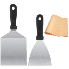 Dhnvcud Grill Spatula Set Made of Stainless Steel – 50 x Burger Paper, Teppanyaki Grill Accessories for Smash Burgers, BBQ, Fish, Steaks and Much More, Grill Spatula, Pizza Spatula, Grill Gifts for